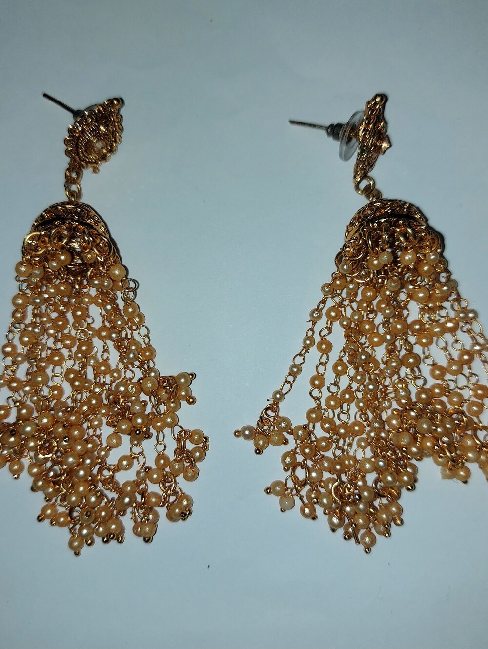 Gold Beaded Tassel Drop Earrings - Women Jewelry
